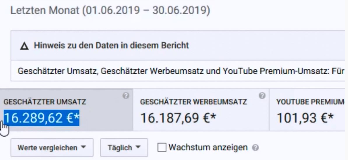 10000 EUR Formel Youtube Kurs - Der Verdienst von Eric.