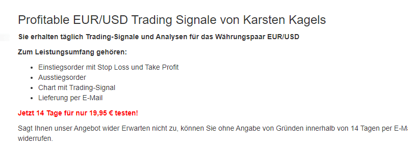 Erfahrungen mit den EUR/USD Trading Signalen von Karsten Kagels: Eine vertrauenswürdige Analyse